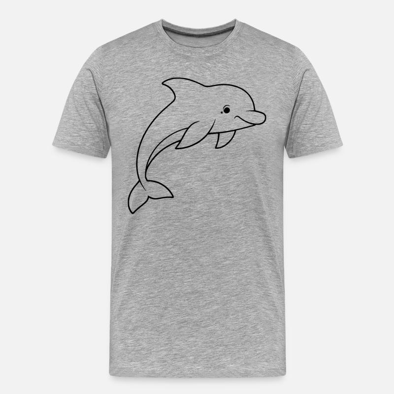 Minimalistic Dolphin - Männer Premium Bio T-Shirt - Grau meliert