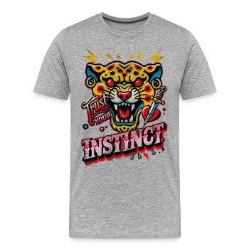 Vertraue deinem Instinkt - Männer Premium Bio T-Shirt - Grau meliert - Vorne - Damien (186cm)
