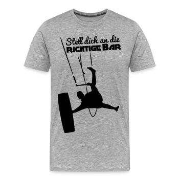 Stell dich an die richtige Bar - Männer Premium Bio T-Shirt - Grau meliert - Vorne - Damien (186cm)