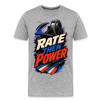 RATE THEN POWER - Männer Premium Bio T-Shirt - Grau meliert - Vorne - Damien (186cm)