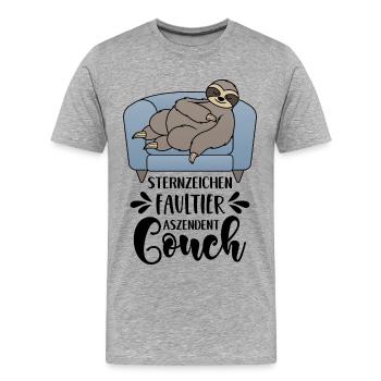 Signe du zodiaque paresseux ascendant canapé drôle - T-shirt bio Premium Homme - gris chiné - Devant - Damien (186cm)