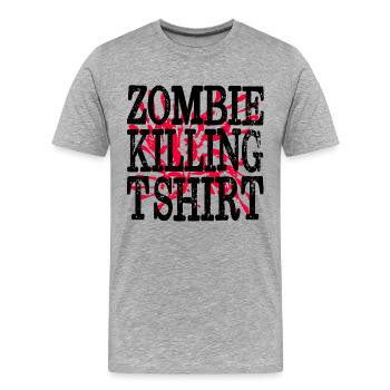 ZOMBIE MEURTRE T-SHIRT - T-shirt bio Premium Homme - gris chiné - Devant - Damien (186cm)