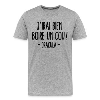 Halloween Dracula humour vampire - T-shirt bio Premium Homme - gris chiné - Devant - Damien (186cm)