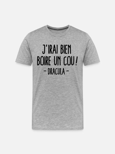 Halloween Dracula humour vampire - T-shirt bio Premium Homme - gris chiné