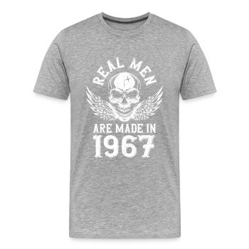 Geburtstag 1967 Echte Männer sind 1967 geboren - Männer Premium Bio T-Shirt - Grau meliert - Vorne - Damien (186cm)