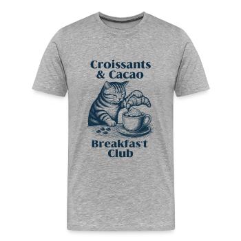 Club Petit-Déjeuner Cacao Croissants - T-shirt bio Premium Homme - gris chiné - Devant - Damien (186cm)