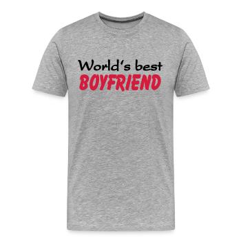World's best Boyfriend - Men's Premium Organic T-Shirt - heather grey - Front - Damien (186cm)