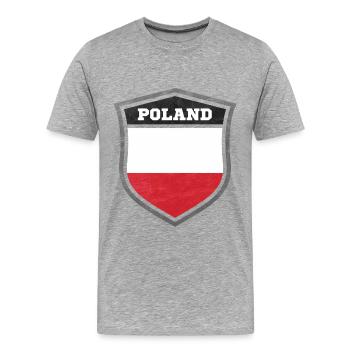 Polen - Männer Premium Bio T-Shirt - Grau meliert - Vorne - Damien (186cm)