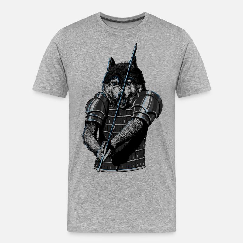 Wolf Duell - Männer Premium Bio T-Shirt - Grau meliert