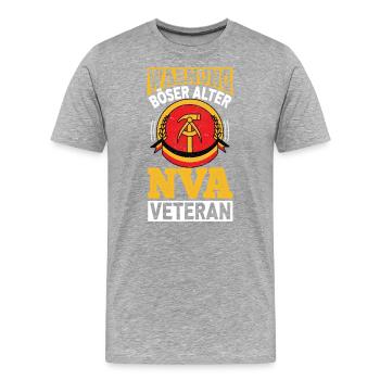 DDR NVA VETERAN - OSTDEUTSCHLAND - Männer Premium Bio T-Shirt - Grau meliert - Vorne - Damien (186cm)