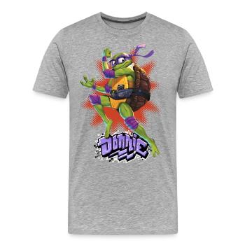 TMNT Mutant Mayhem Turtle Donnie - Männer Premium Bio T-Shirt - Grau meliert - Vorne - Damien (186cm)