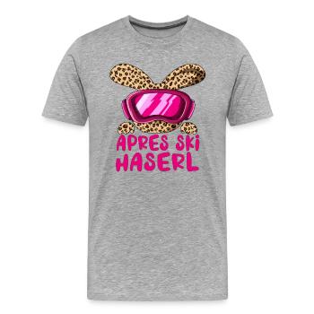 Apres Ski Haserl Hase Party Urlaub Ski Fahren - Männer Premium Bio T-Shirt - Grau meliert - Vorne - Damien (186cm)