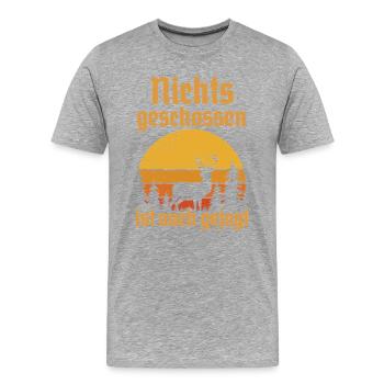 Jäger Jagd Hirsch Rotwild Jagen Jungjäger - Männer Premium Bio T-Shirt - Grau meliert - Vorne - Damien (186cm)