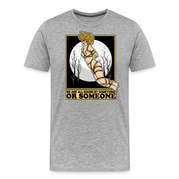 EROTIC SEXY SHIBARI BONDAGE BOUND GIRL MOON - Männer Premium Bio T-Shirt - Grau meliert - Vorne - Damien (186cm)