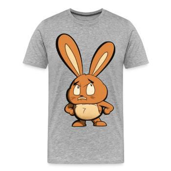 lapin en colère - T-shirt bio Premium Homme - gris chiné - Devant - Damien (186cm)