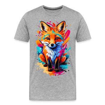 Bébé renard - renard roux mignon - renard coloré - T-shirt bio Premium Homme - gris chiné - Devant - Damien (186cm)