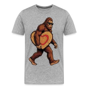 Sasquatch au cœur de bois - T-shirt bio Premium Homme - gris chiné - Devant - Damien (186cm)