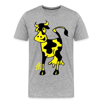 Vache - T-shirt bio Premium Homme - gris chiné - Devant - Damien (186cm)