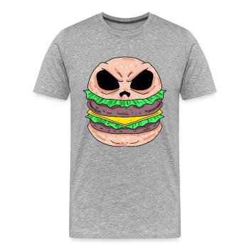 Totenkopf Burger Skull Burger - T-shirt bio Premium Homme - gris chiné - Devant - Damien (186cm)