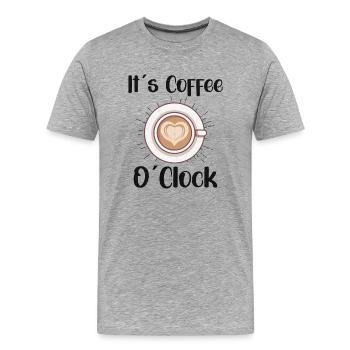 Amateur de café Molécule de caféine Java Latte Espresso - T-shirt bio Premium Homme - gris chiné - Devant - Damien (186cm)