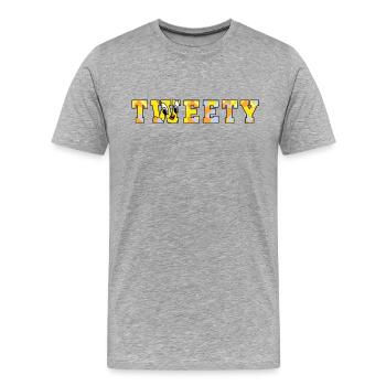 Looney Tunes Tweety Camouflage Typografie - Männer Premium Bio T-Shirt - Grau meliert - Vorne - Damien (186cm)