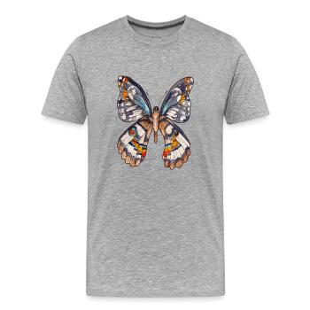 Brauner Schmetterling - Männer Premium Bio T-Shirt - Grau meliert - Vorne - Damien (186cm)