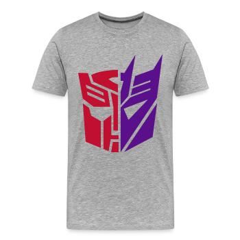 Transformers G1 Autobots Vs. Decepticons Logo - Männer Premium Bio T-Shirt - Grau meliert - Vorne - Damien (186cm)