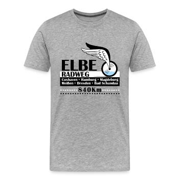 Elbe Radweg - Männer Premium Bio T-Shirt - Grau meliert - Vorne - Damien (186cm)