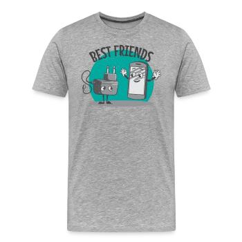 Ladekabel Handy Smartphone Akku leer beste Freunde - Männer Premium Bio T-Shirt - Grau meliert - Vorne - Damien (186cm)