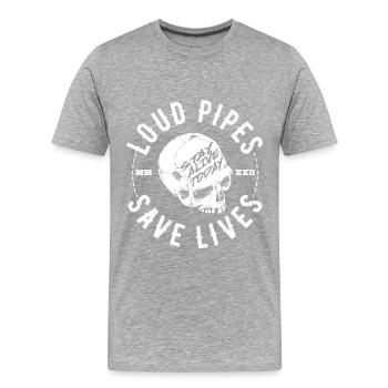 Loud Pipes Save Lives - Männer Premium Bio T-Shirt - Grau meliert - Vorne - Damien (186cm)