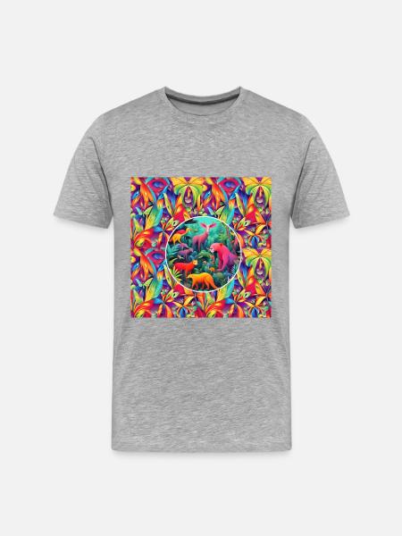 Tierischer Dschungel - Männer Premium Bio T-Shirt - Grau meliert
