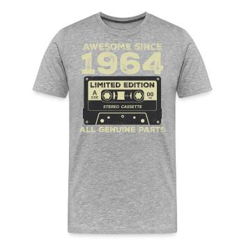1964 Geburtstag geboren im Jahr 1964 Vintage Retro - Männer Premium Bio T-Shirt - Grau meliert - Vorne - Damien (186cm)