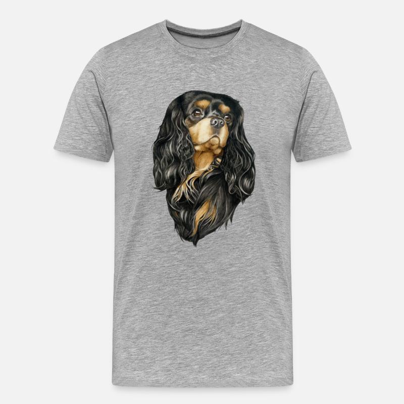 Black and Tan Cavalier - Männer Premium Bio T-Shirt - Grau meliert