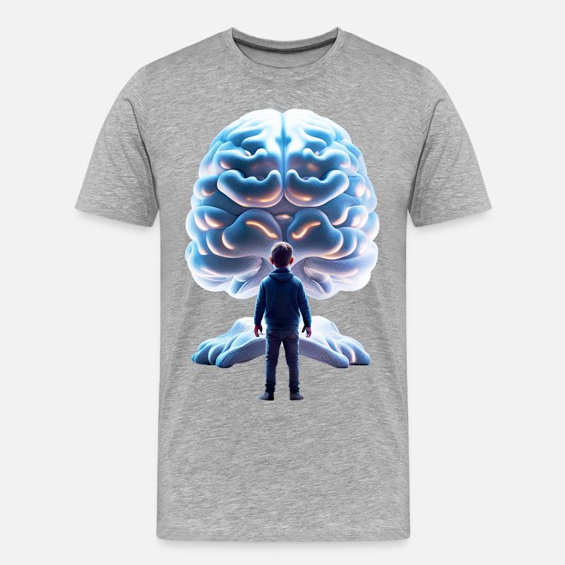 The Brain - Männer Premium Bio T-Shirt - Grau meliert