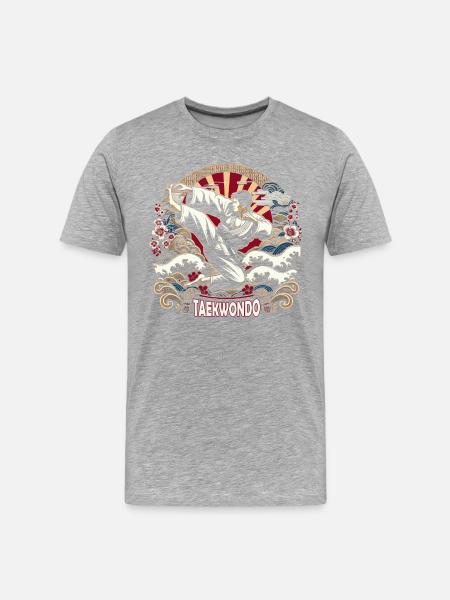Taekwondo Kick - Männer Premium Bio T-Shirt - Grau meliert