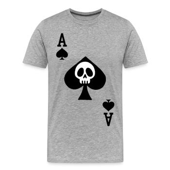 skull and ace of spades - Men's Premium Organic T-Shirt - heather grey - Front - Damien (186cm)