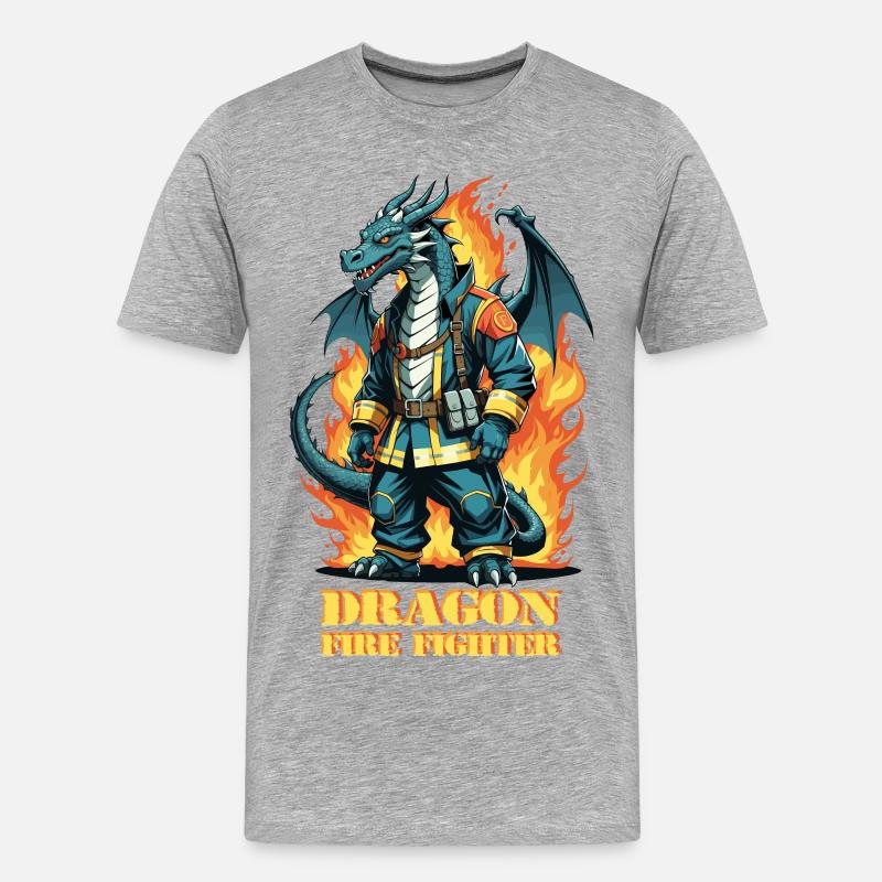 Drachen Feuerwehr - Männer Premium Bio T-Shirt - Grau meliert