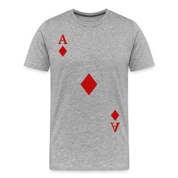 Spielkarten Kontrast - Karo-Ass - Männer Premium Bio T-Shirt - Grau meliert - Vorne - Damien (186cm)