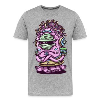 Weltraumrosa außerirdische Kreatur - Männer Premium Bio T-Shirt - Grau meliert - Vorne - Damien (186cm)