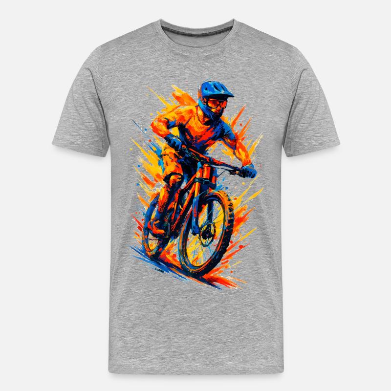 Mountainbiking Mountainbiker MTB cool Geschenk - Männer Premium Bio T-Shirt - Grau meliert