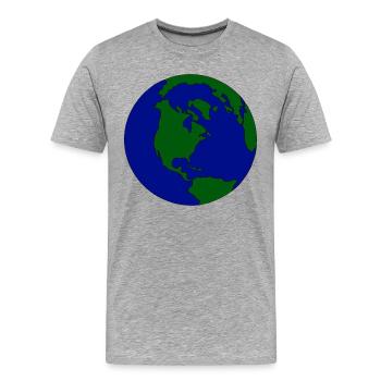 Globule minimal : Terre en bleu-vert - T-shirt bio Premium Homme - gris chiné - Devant - Damien (186cm)