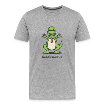 Vater & Sohn - Daddysaurus Rex - Geschenk - Männer Premium Bio T-Shirt - Grau meliert - Vorne - Damien (186cm)