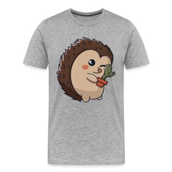 Hérisson épineux - T-shirt bio Premium Homme - gris chiné - Devant - Damien (186cm)