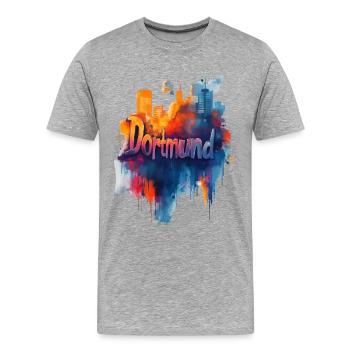 Dortmund - Männer Premium Bio T-Shirt - Grau meliert - Vorne - Damien (186cm)
