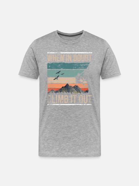 Retro Kletter Bouldern Boulder - Männer Premium Bio T-Shirt - Grau meliert
