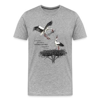 Cigognes blanches au nid - T-shirt bio Premium Homme - gris chiné - Devant - Damien (186cm)