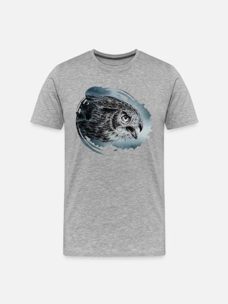 Uhu | eagle-owl - Männer Premium Bio T-Shirt - Grau meliert