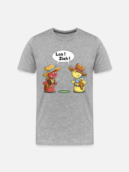 Pöppel Duell - Männer Premium Bio T-Shirt - Grau meliert