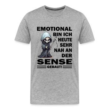 Sensenmann Emotional bin ich sehr nah an der Sense - Männer Premium Bio T-Shirt - Grau meliert - Vorne - Damien (186cm)