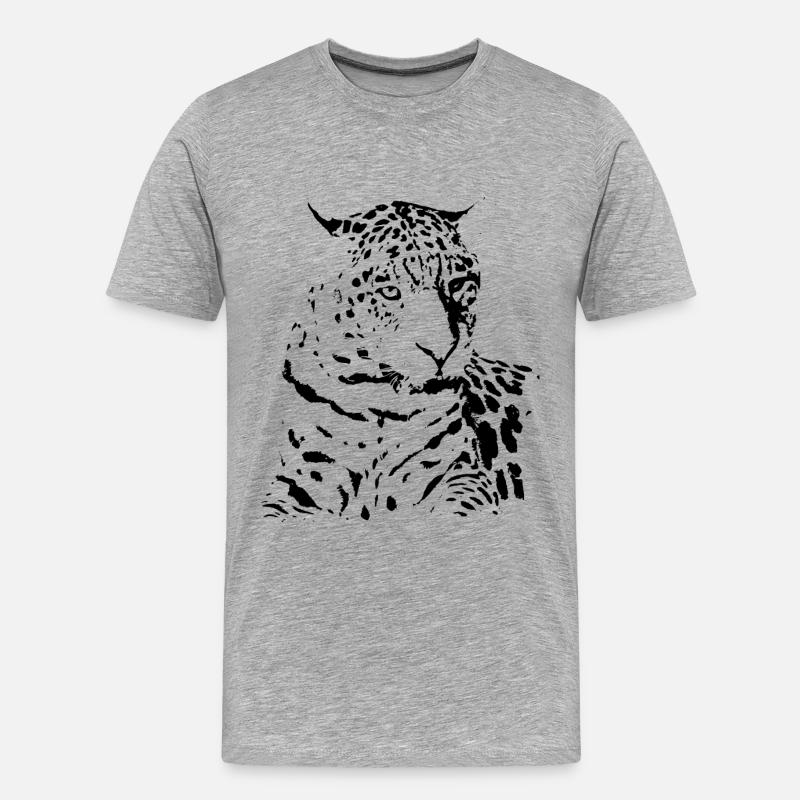 leopard schwarz Geschenke Geschenkidee - Männer Premium Bio T-Shirt - Grau meliert